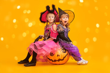 joyful girls in costumes