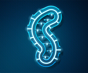 Naklejka premium Glowing neon line Virus icon isolated on blue background. Corona virus 2019-nCoV. Bacteria and germs, cell cancer, microbe, fungi. Vector