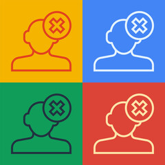 Pop art line Solution to the problem in psychology icon isolated on color background. Therapy for mental health. Vector