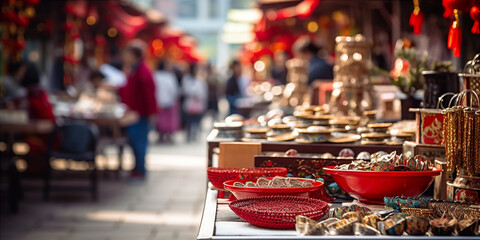 Naklejka premium street market during Chinese New Year