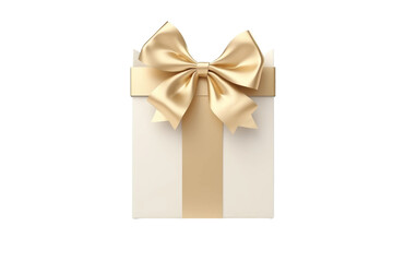 White Small Gift Paper Bag with Gold Foil Isolated on White Transparent Background.