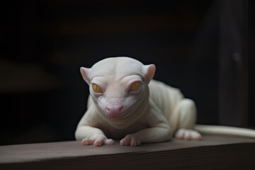 Albino lizard-like creature. 3d lifelike photo-realistic artwork.