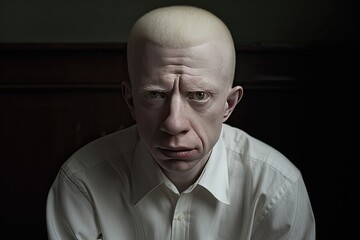 Albino adult male portrait. Photo-realistic lifelike portrait.