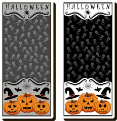 Illustration on theme sticker for celebration holiday Halloween with orange pumpkins
