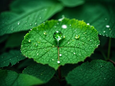 CO2 reducing icon on green leaf with water droplet for decrease CO2, carbon footprint and carbon credit to limit global warming from climate change, Bio Circular Green Economy concept