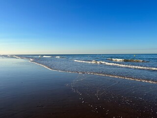 Blue sea horizon, blue sea and blue sky, natural seascape background