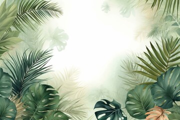 Fototapeta na wymiar Nature-inspired banner featuring palm tree leaves and a serene background. Generative AI