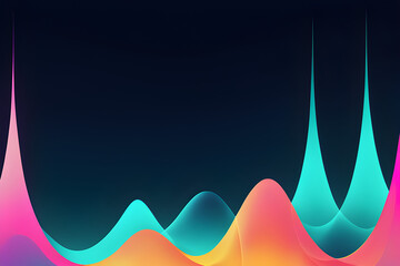 Neon sound waves in vibrant colors on a dark background