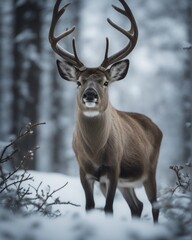 Naklejka na ściany i meble Deer in the winter