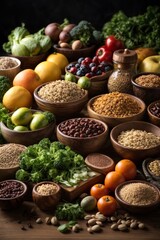 A colorful assortment of food displayed on a table