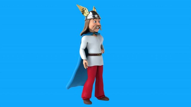 Fun 3D cartoon gaul saying hi (with alpha channel included)