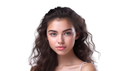 Beauty Woman face Portrait. Beautiful Spa model Girl with Perfect Fresh Clean Skin. Transparent background or PNG file. Generated by AI
