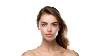Beauty Woman face Portrait. Beautiful Spa model Girl with Perfect Fresh Clean Skin. Transparent background or PNG file. Generated by AI