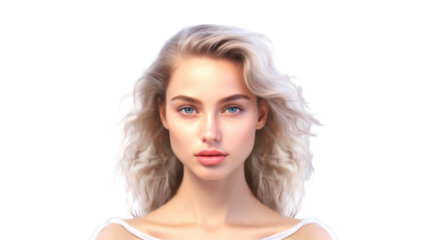 Beauty Woman face Portrait. Beautiful Spa model Girl with Perfect Fresh Clean Skin. Transparent background or PNG file. Generated by AI