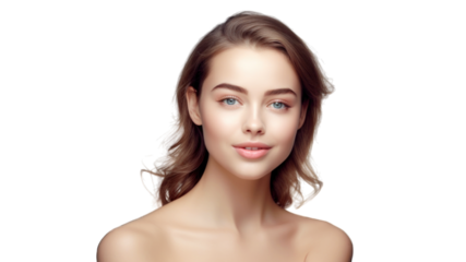Beauty Woman face Portrait. Beautiful Spa model Girl with Perfect Fresh Clean Skin. Transparent background or PNG file. Generated by AI