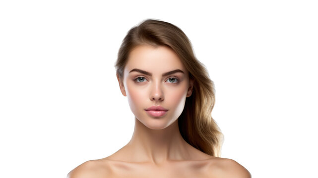 Beauty Woman face Portrait. Beautiful Spa model Girl with Perfect Fresh Clean Skin. Transparent background or PNG file. Generated by AI