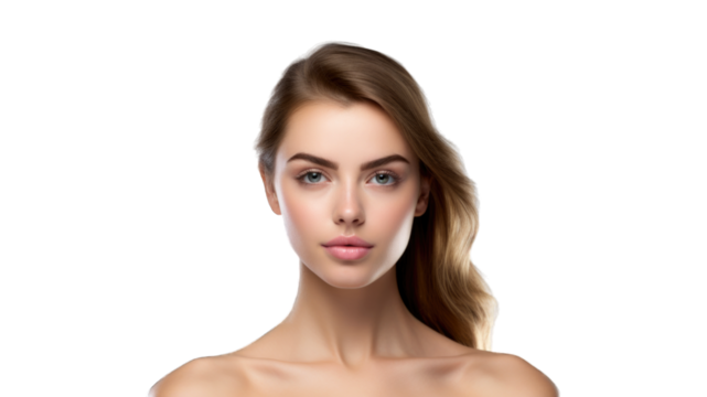 Beauty Woman face Portrait. Beautiful Spa model Girl with Perfect Fresh Clean Skin. Transparent background or PNG file. Generated by AI