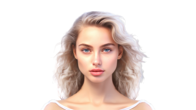 Beauty Woman face Portrait. Beautiful Spa model Girl with Perfect Fresh Clean Skin. Transparent background or PNG file. Generated by AI