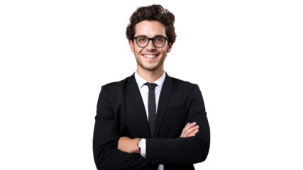 Portrait of young smiling man and looking at the camera. Transparent background or PNG file. Generated by AI