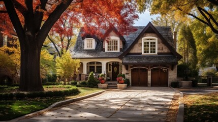Fototapeta na wymiar Suburban Tranquility: Single-Detached Home in Dallas-Fort Worth Amidst a Colorful Autumn Wonderland