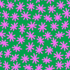 Abstract modern seamless pattern with star flower elements. Hand drawn vector illustration. Creative repeatable wallpaper background design