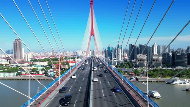Urban Environment of Yangpu Bridge in Shanghai, China