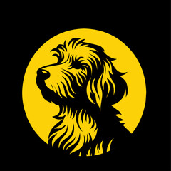Irish wolfhound dog illustration design on black background