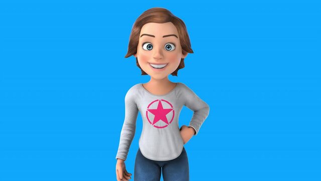 Fun 3D cartoon girl saying hi (with alpha channel included)