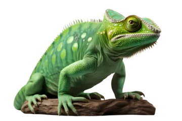 Foto op Canvas green chameleon isolated on transparent background ,green reptile png ,generative ai © Leo