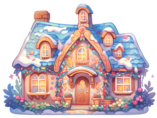 Gingerbread House,House decorated for Christmas.Generative Ai