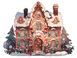 Gingerbread House,House decorated for Christmas.Generative Ai