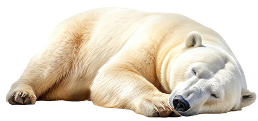 sleeping polar bear isolated on a white background as transparent PNG - obrazy, fototapety, plakaty
