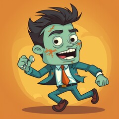 Zombie office worker in cartoon style. Illustration for Halloween