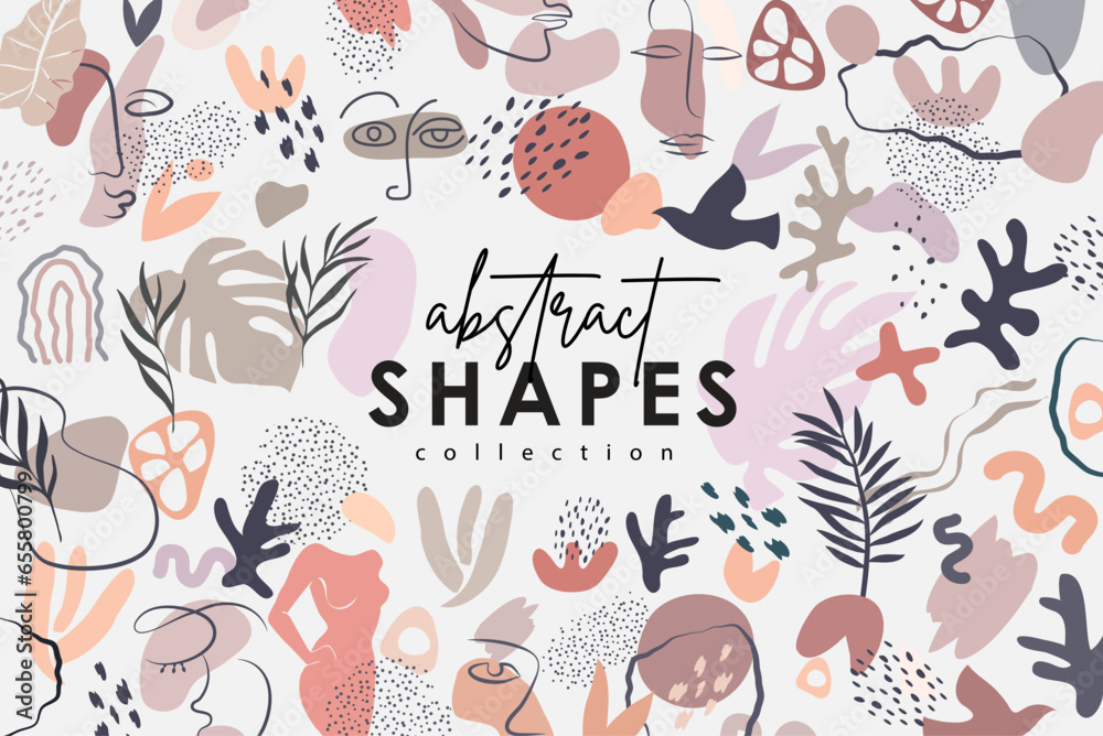 Poster trendy geometric design elements. simple shapes forms and frames inspired brutalism, abstract bauhau
