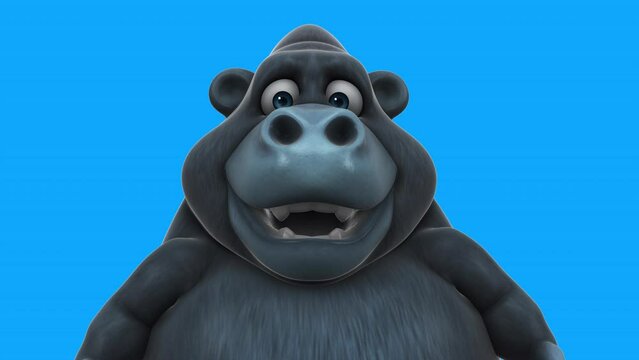 Fun 3D cartoon ape saying hi (with alpha channel included)