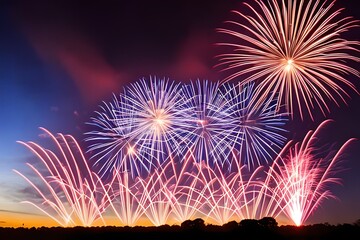 a dazzling fireworks display lighting up the night sky on New Year's Eve