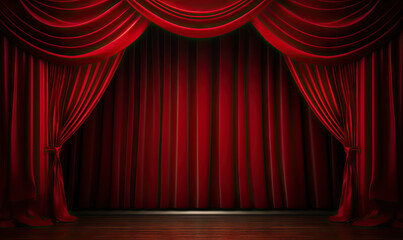 Theater stage red curtains wallpaper.
