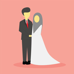 Vector illustration of a recently married woman and man