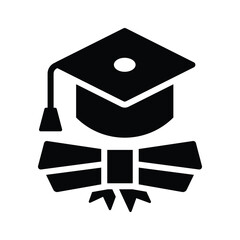Mortarboard with degree showing concept icon of graduation in modern style