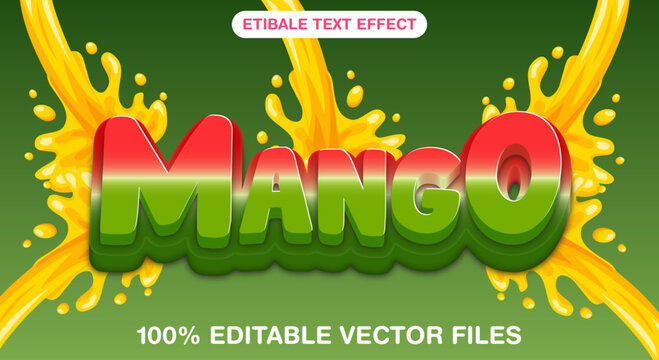 3d fresh and colorful mango text effect editable text effect