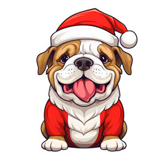 Cute Bulldog With Christmas Clipart Illustration