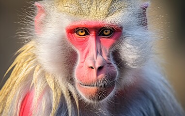 animals, nature and wildlife concept - japanese macaque or snow monkey, jigokudani park, forest, tree, mountain rock