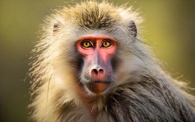 animals, nature and wildlife concept - japanese macaque or snow monkey, jigokudani park, forest, tree, mountain rock