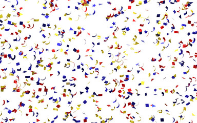 Realistic Golden Confetti and serpentine explosion For The Festival Party Ribbon Blast Carnival Elements Or Birthday Celebration