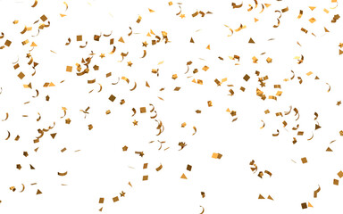 Realistic Golden Confetti and serpentine explosion For The Festival Party Ribbon Blast Carnival Elements Or Birthday Celebration