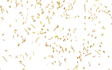 Realistic Golden Confetti and serpentine explosion For The Festival Party Ribbon Blast Carnival Elements Or Birthday Celebration