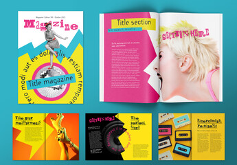 Punk Style Magazine Template with Bold Colors Layout