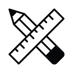 Pencil and ruler denoting icon of drafting tools, vector of design tools