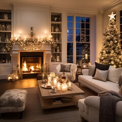christmastree in livingroom interior design