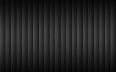 Black striped steel metal texture. Dark abstract background with vertical stripes and grey gradients. Vector illustration - obrazy, fototapety, plakaty